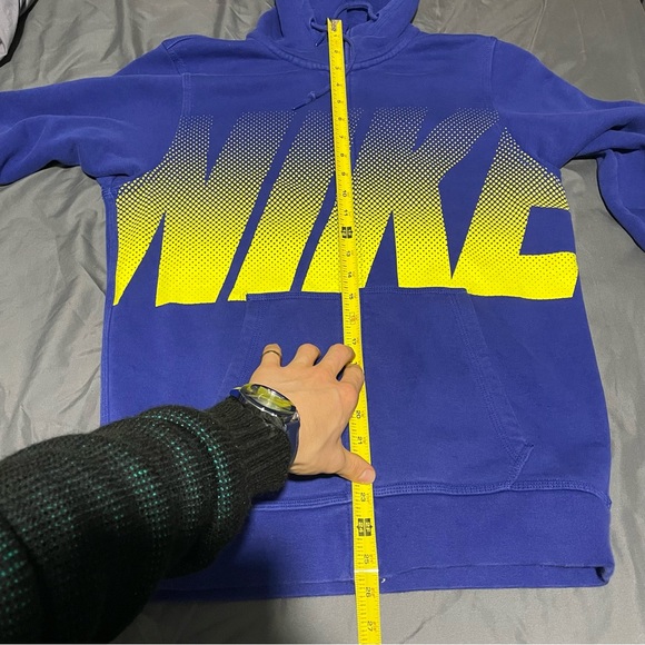 Nike Hoodie Men’s Small Full Zip Blue Spell Out Logo Graphic Print Activewear - Picture 10 of 12